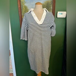 LOFT Soft Blue and White Striped Dress